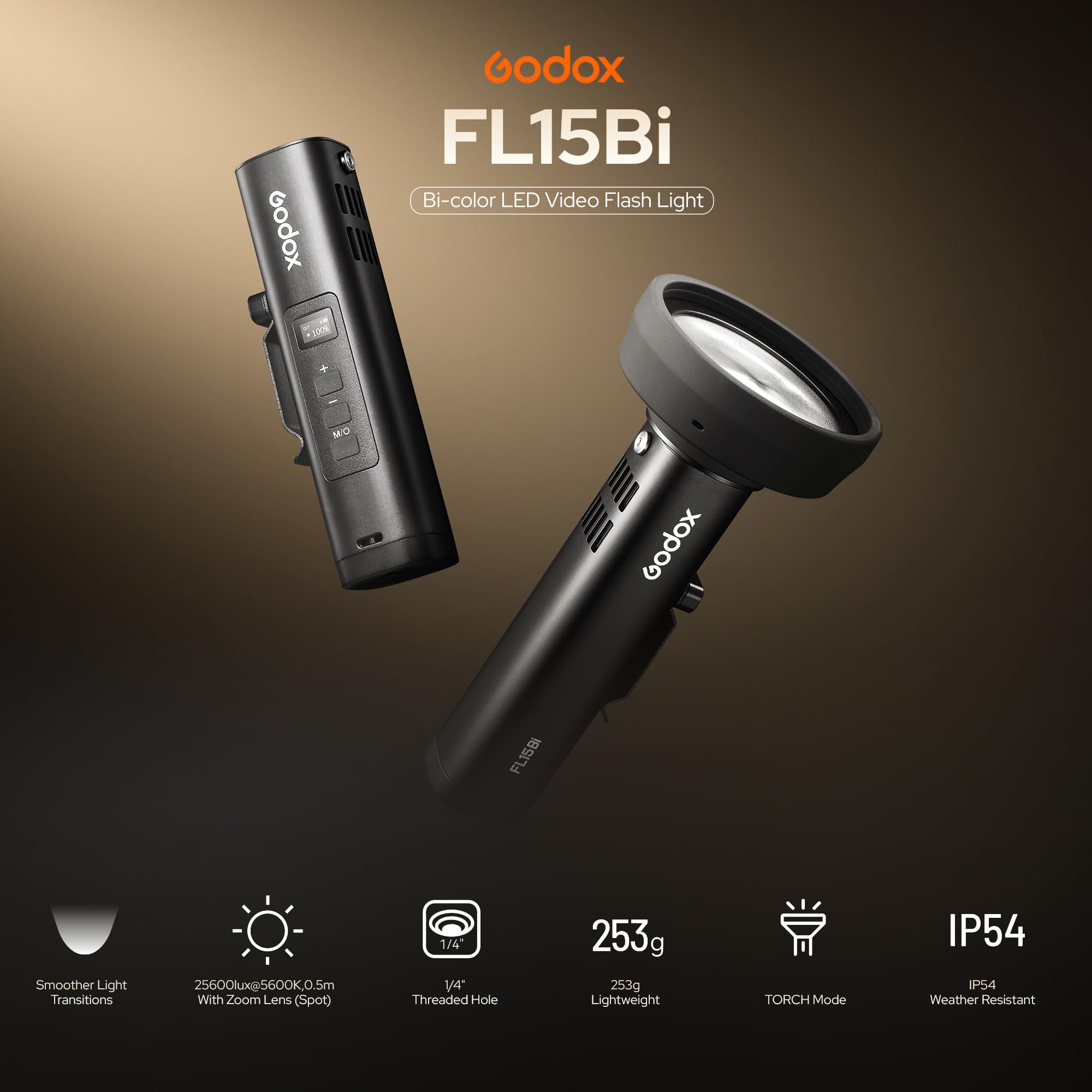 Amazon | Godox FL15Bi ポータブル LED ビデオライト 2800-6500K 11